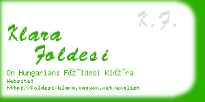 klara foldesi business card